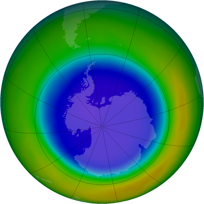 Antarctic ozone map for September 2009